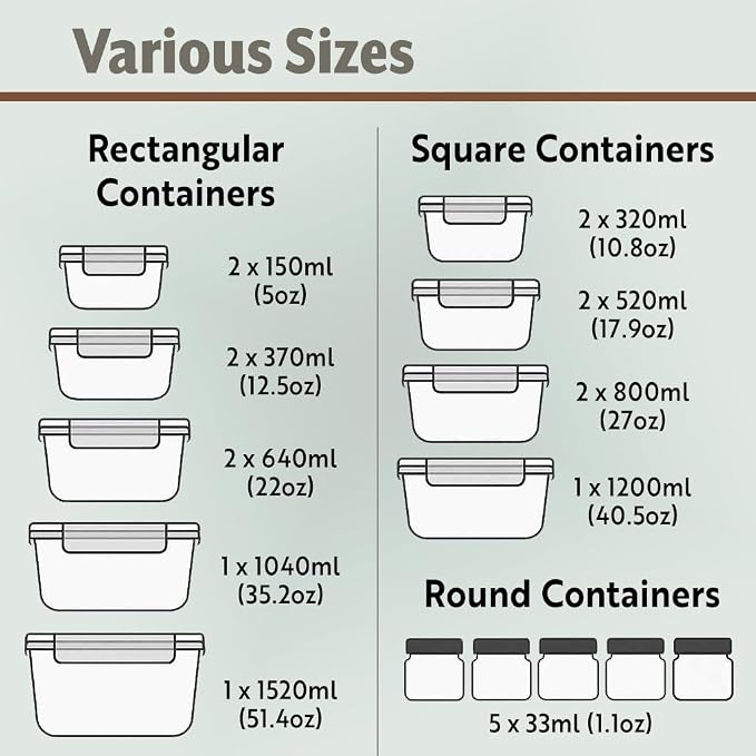 40-Piece Glass Food Storage Containers Set